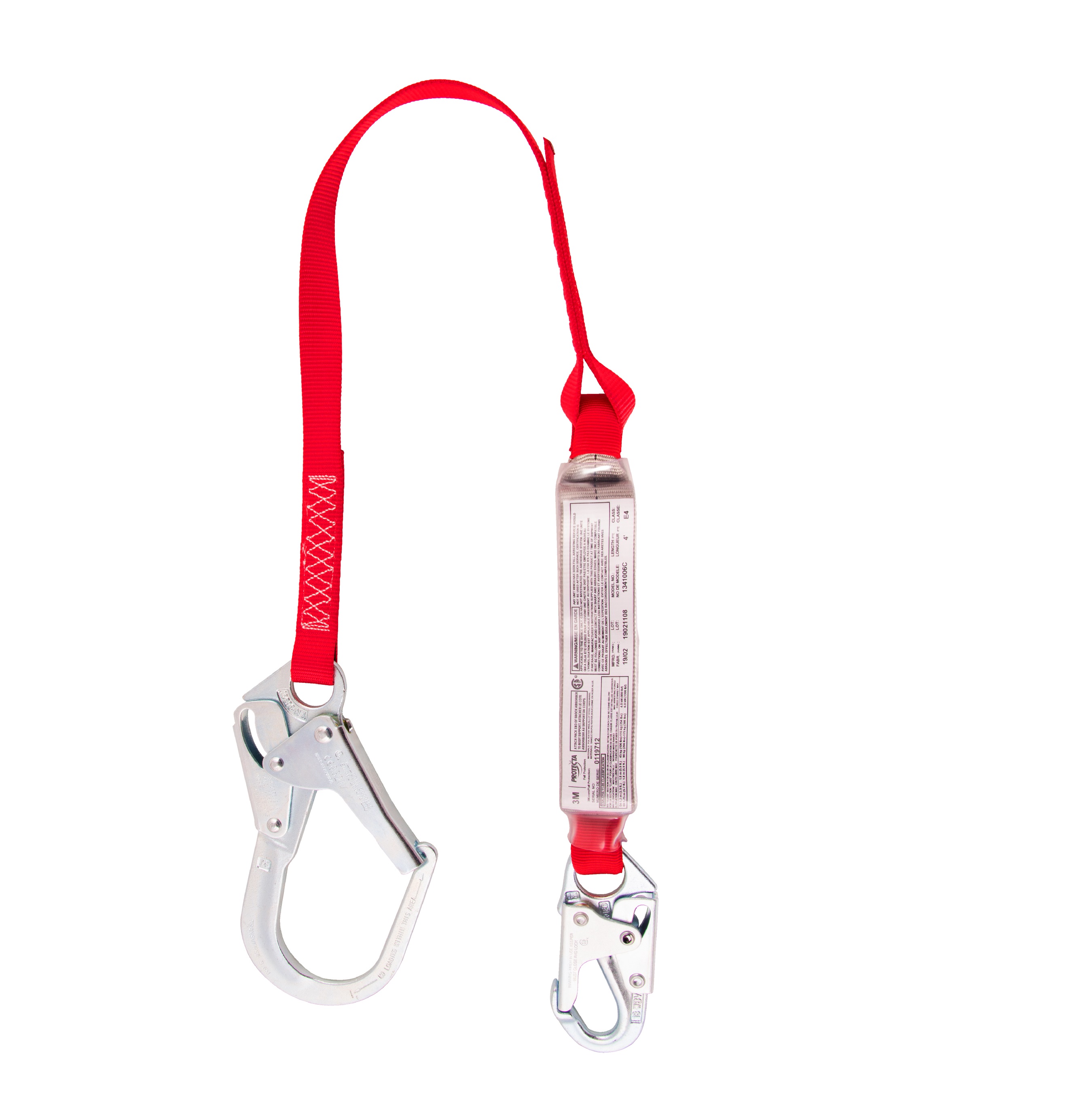 Protecta fall protection lanyard with large scaffold and small snap hooks,  E4 or E6 shock pack. CSA approved. - Sécurité Landry