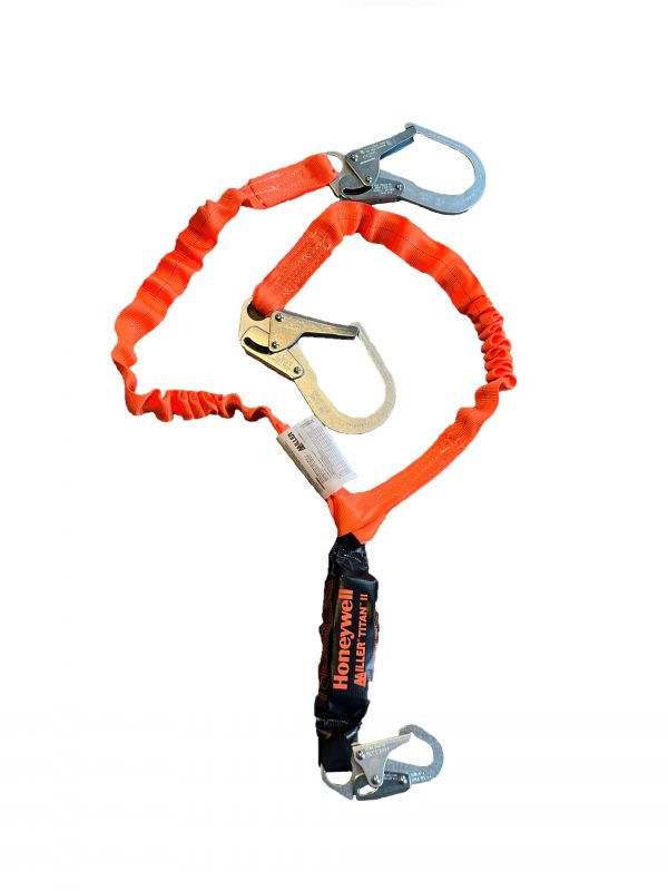 Honeywell TITAN Extendable Twin Leg Fall Protection Lanyard with Scaffold Hooks